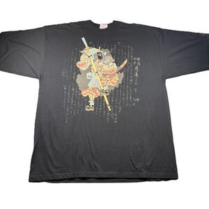 Kanji Japanese Vintage Y2K T-Shirt Graphic Bling Streetwear USA Black 4XL L150